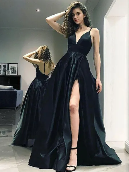 A-line V-Neck Sleeveless...