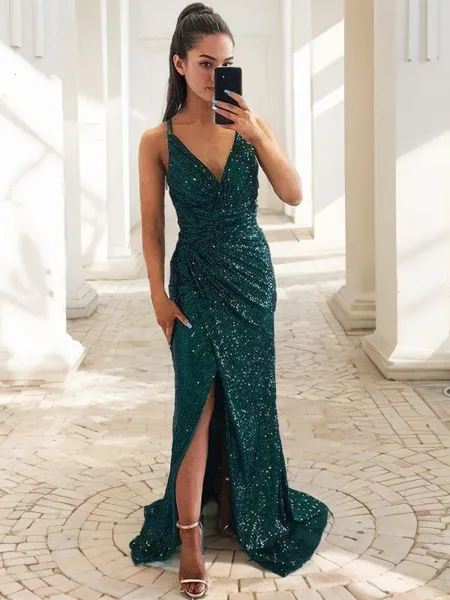 Sheath/Column V-Neck...