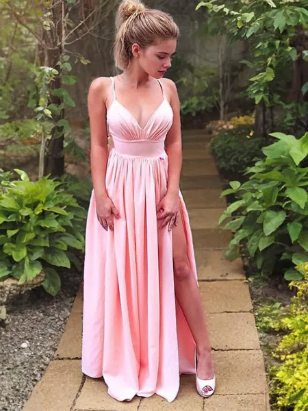 A-line Straps Sleeveless...