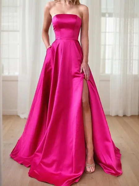 A-line Graceful Strapless...