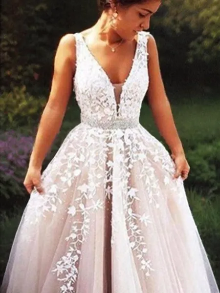 A-line Princess V-Neck...