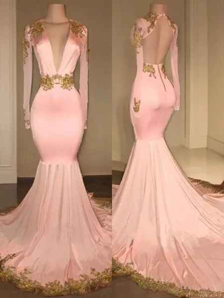 Trumpet/Mermaid V-Neck Long...