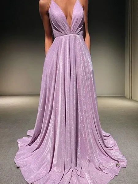 A-line V-Neck Sleeveless...