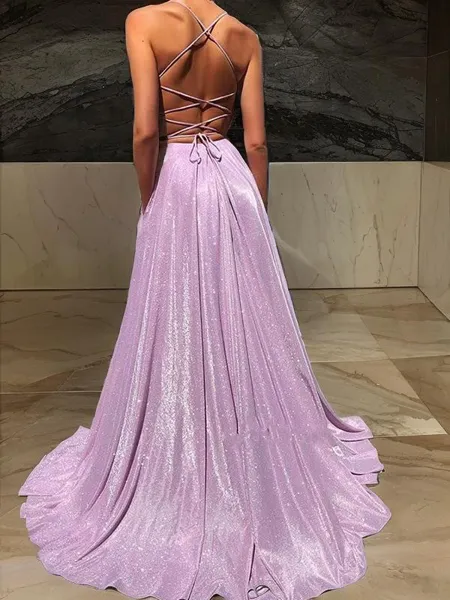 A-line V-Neck Sleeveless...