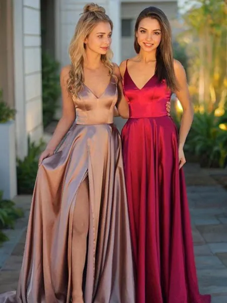 A-line Simple V-Neck...