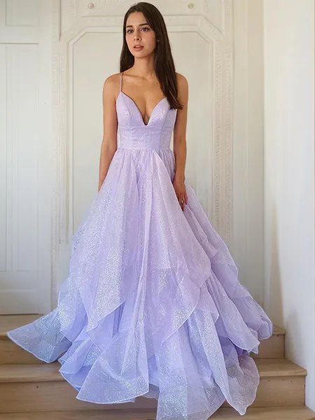 A-line Unique V-Neck...