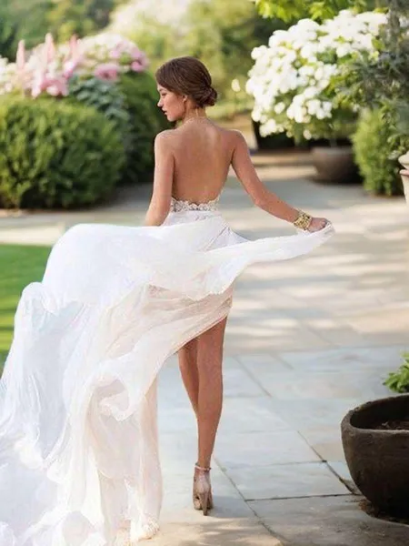 A-line Halter Sleeveless...