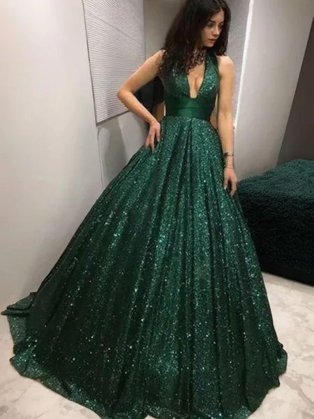 Ball-Gown Halter Sleeveless...