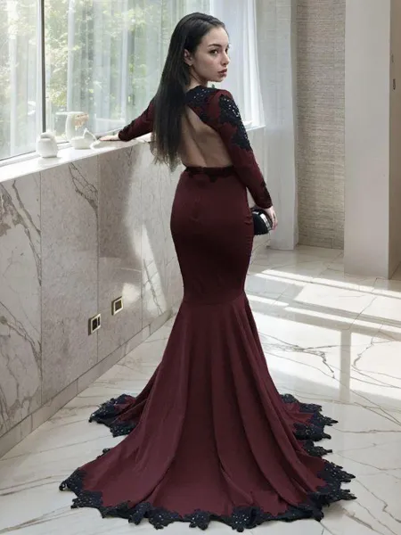 Trumpet/Mermaid V-Neck Long...