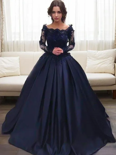 Ball-Gown Bateau Long...