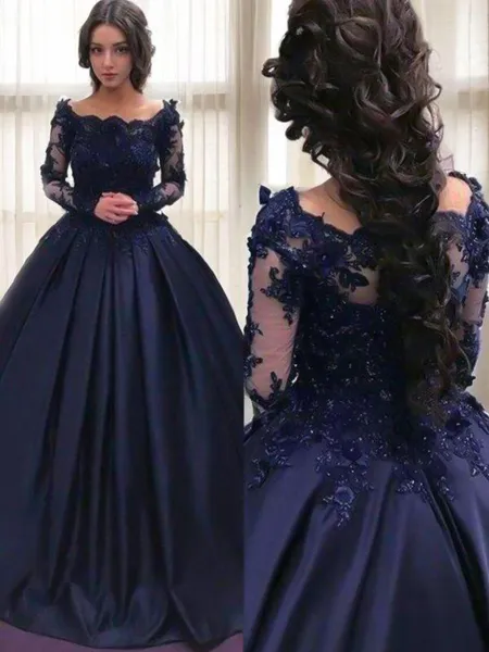 Ball-Gown Bateau Long...