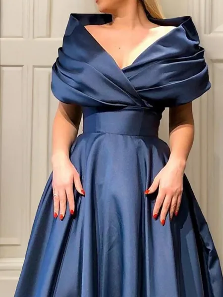 A-line V-Neck Sleeveless...