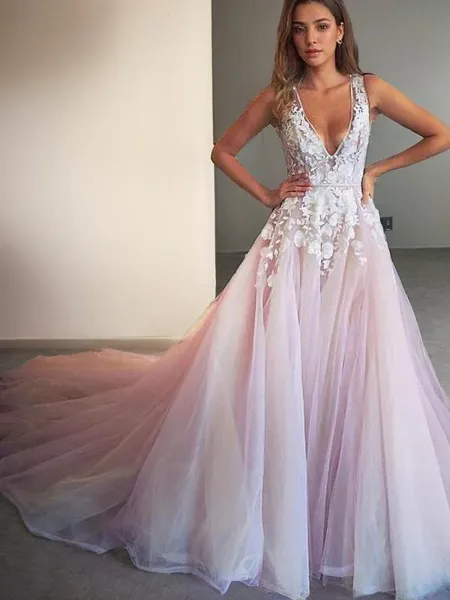 A-line Princess V-Neck...