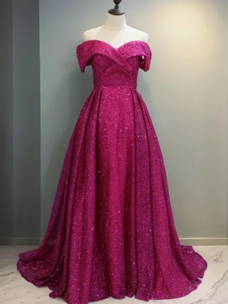 Ball-Gown Off-the-Shoulder...