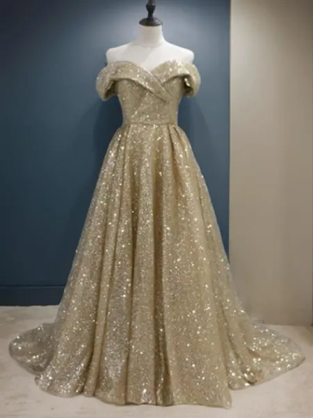 Ball-Gown Off-the-Shoulder...