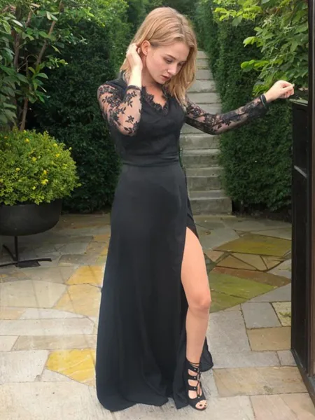 A-line V-Neck Long Sleeves...