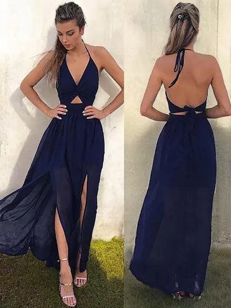 A-line V-Neck Sleeveless...