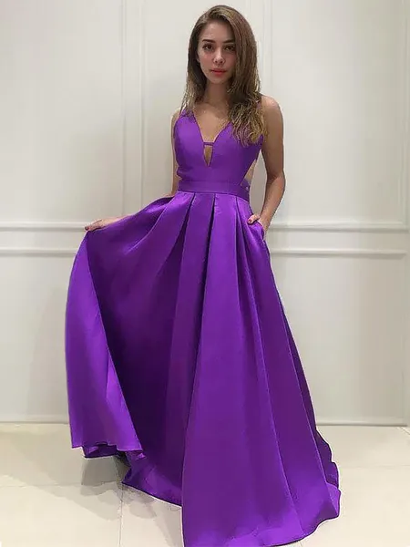 Graceful A-line V-Neck...