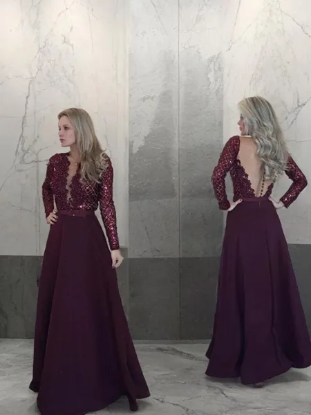 A-line Scoop Long Sleeves...