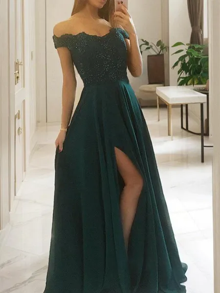 A-line Off-the-Shoulder...