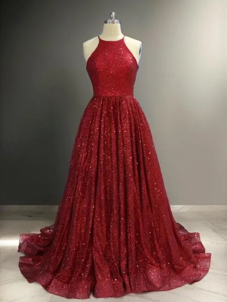 A-line Glistening Jewel...