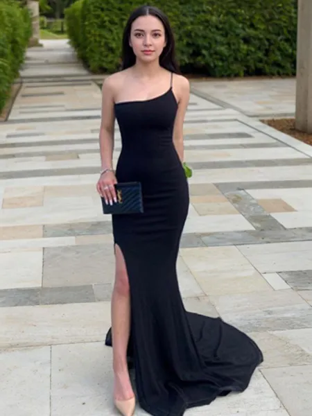 Sheath/Column One-Shoulder...