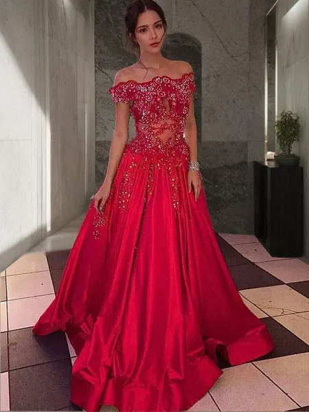 Ball-Gown Off-the-Shoulder...