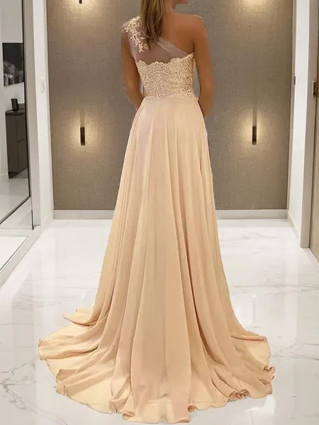 A-line One-Shoulder...