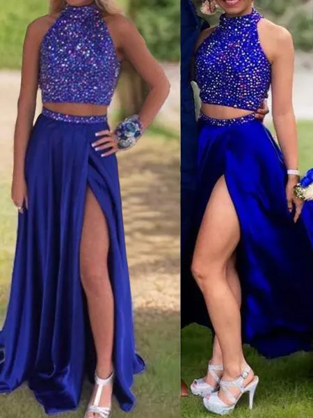 A-line High Neck Delicate...