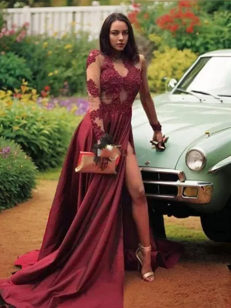 A-line V-Neck Classy Long...