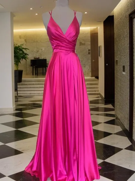 A-line V-Neck Sleeveless...