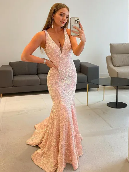 Sheath/Column V-Neck...