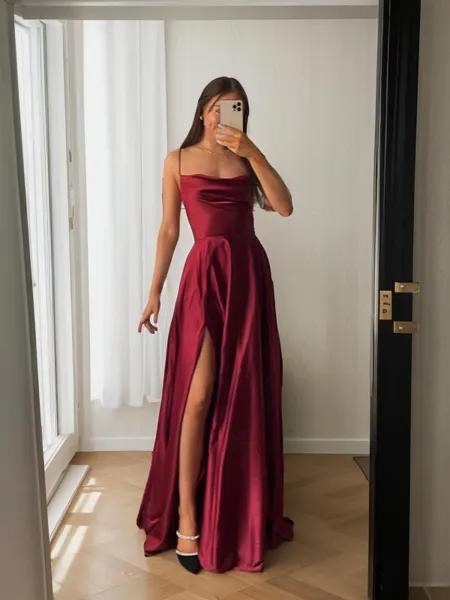 A-line Spaghetti Straps...