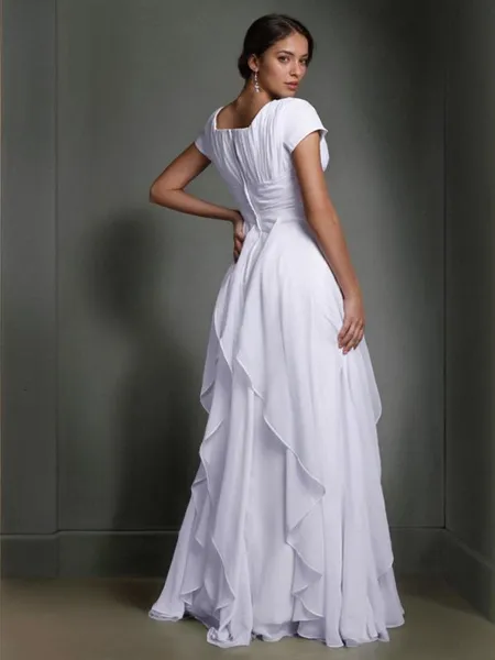 A-line Square Short Sleeves...