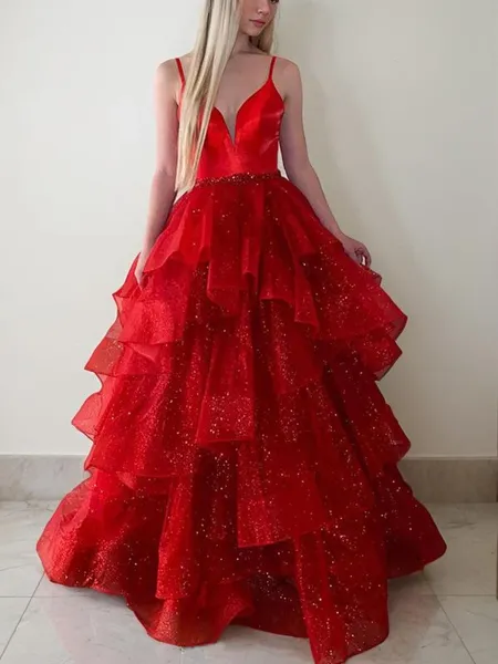 Elegant A-line V-Neck...