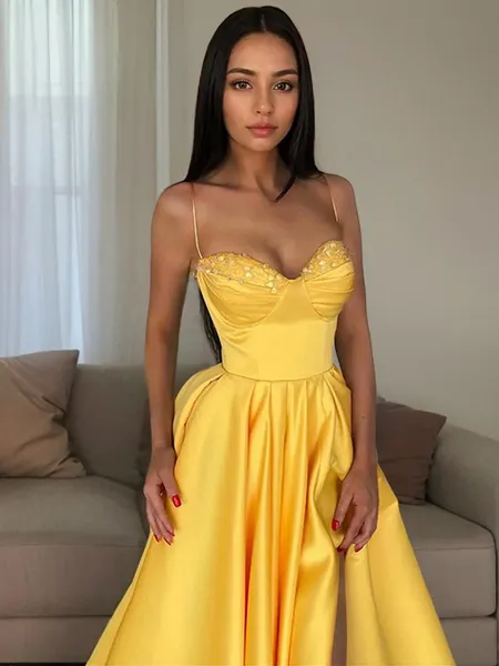 A-line Spaghetti Straps...