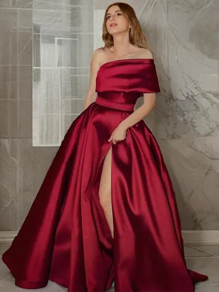 A-line One-Shoulder...