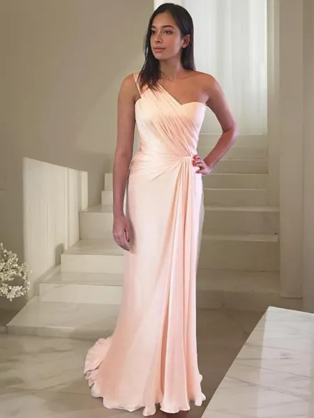 Sheath/Column One-Shoulder...