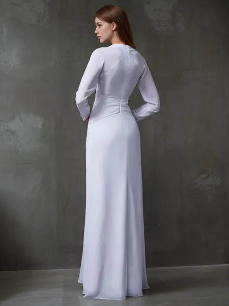 Sheath/Column V-Neck Long...