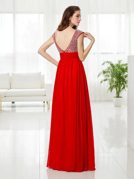 A-line Straps Sleeveless...