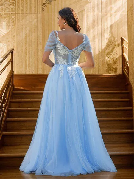 A-line V-Neck Short Sleeves...