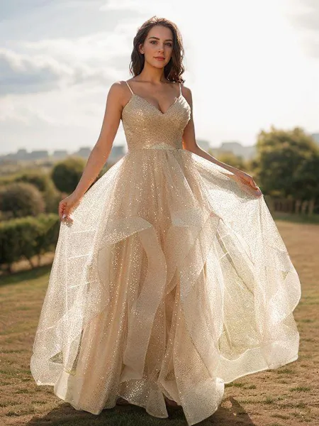 A-line V-Neck Subtle...