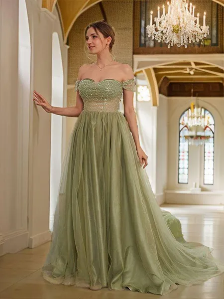 A-line Off-the-Shoulder...