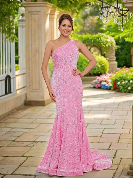 Sheath/Column One-Shoulder...