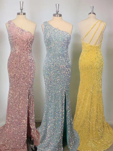 Sheath/Column One-Shoulder...