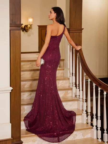 Sheath/Column One-Shoulder...