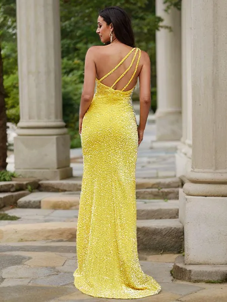 Sheath/Column One-Shoulder...