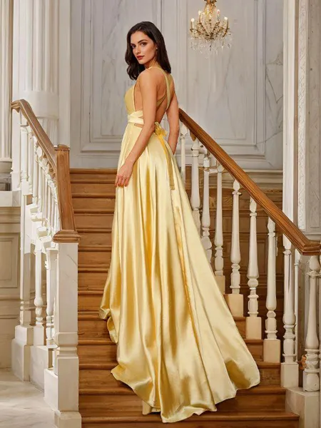 A-line V-Neck Delicate...