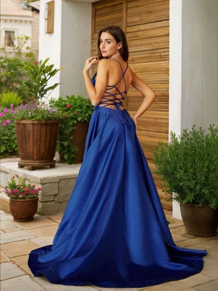 A-line Graceful V-Neck...