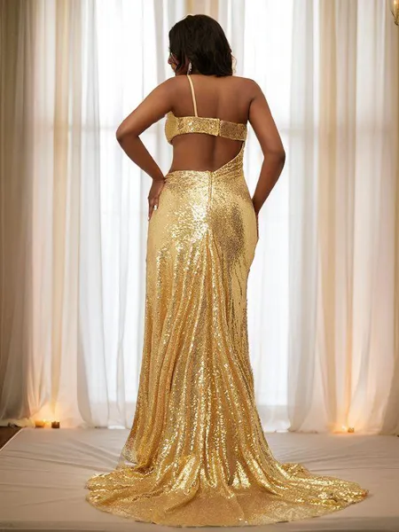 Sheath/Column One-Shoulder...